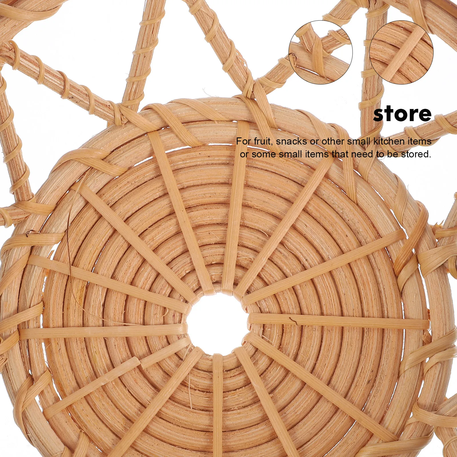 

Woven Snack Serving Bowl Rattan Decorative Display Tray Fruit Bread Storage Basket Natural Handwoven Kitchen Tray Household