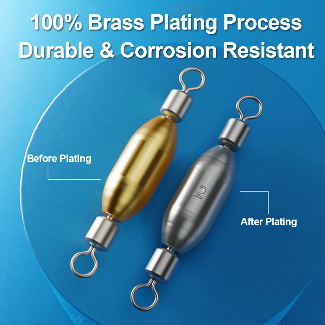 FishTrip 1~10Pcs Fishing Weight Sinkers with Rolling Swivel Stainless Steel for Drop & Bottom, Fishing Line & Lure Connect