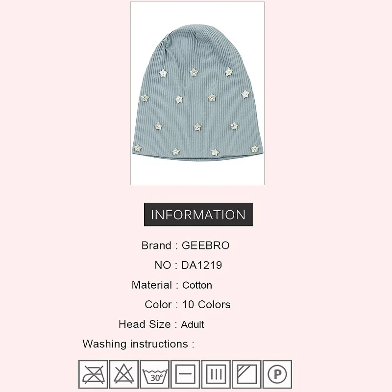 Women Rhinestone Star Ribbed Beanie Hat Autumn Winter Knit Slouch Hat For Ladies Casual Overisze Baggy Hats Customized Stuff