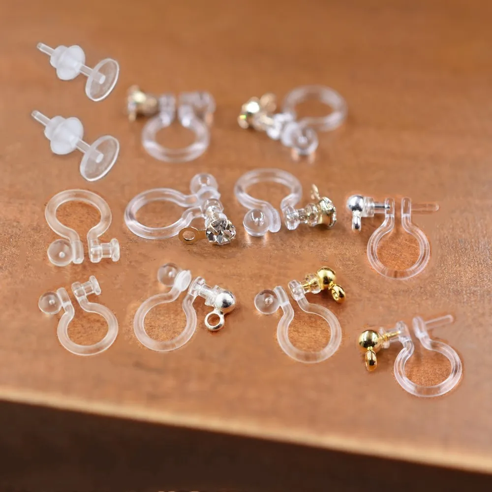 20pieces 10pairs Resin Ear Clip No Pierced Earrings Stud Earrings Jewelry Findings Diy Handmade Materials Earrings