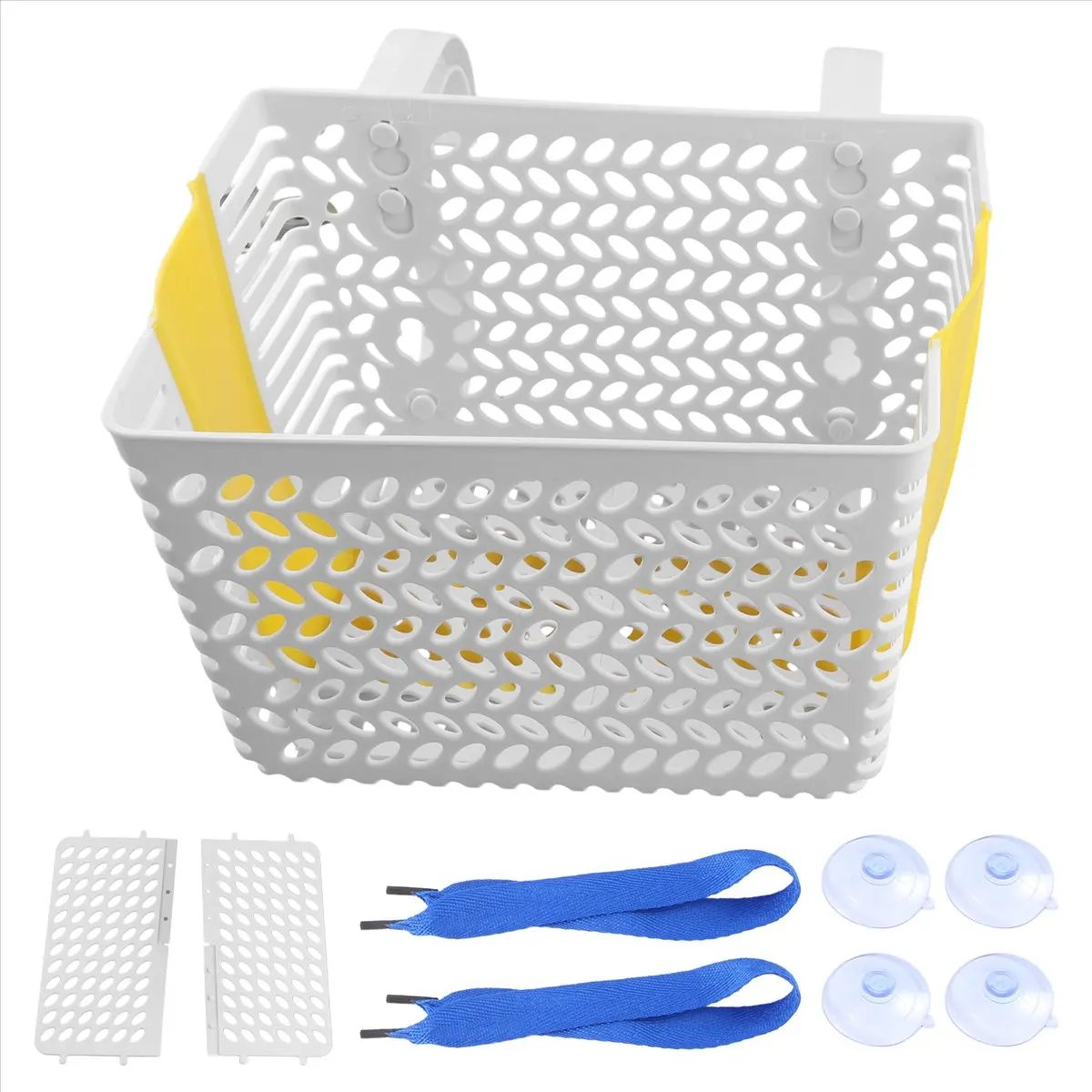A75K Poolside Storage Basket, Swimming Pool Storage Basket, Above Ground Pool Basket, Suction Cup Storage Basket White