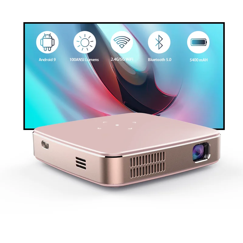 Android Portable Smart DLP Mini Projector Full HD 1080P Auto Keystone Phone Mirroring 4K Video Home Theater Outdoor Beamer