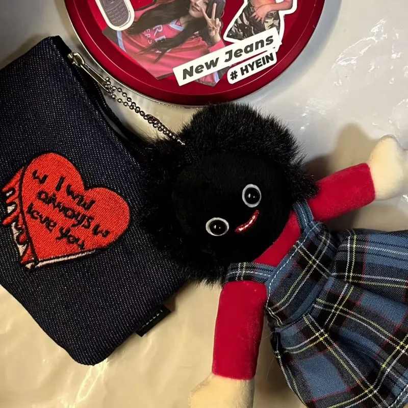 18cm Cute Black Face Doll Plush Keychain Pendant Soft Stuffed Animal Charm Kawaii Bag Accessories Gift for Girls Women Birthday