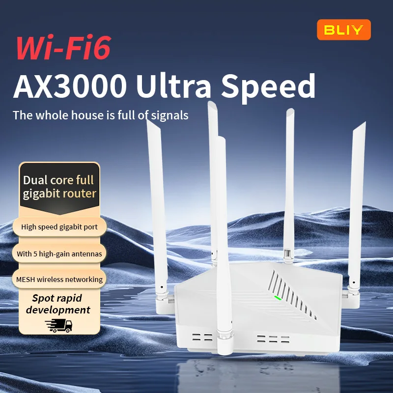 WiFi6 Gigabit high-speed AX3000 home router 5G dual-band whole-house coverage for large homes