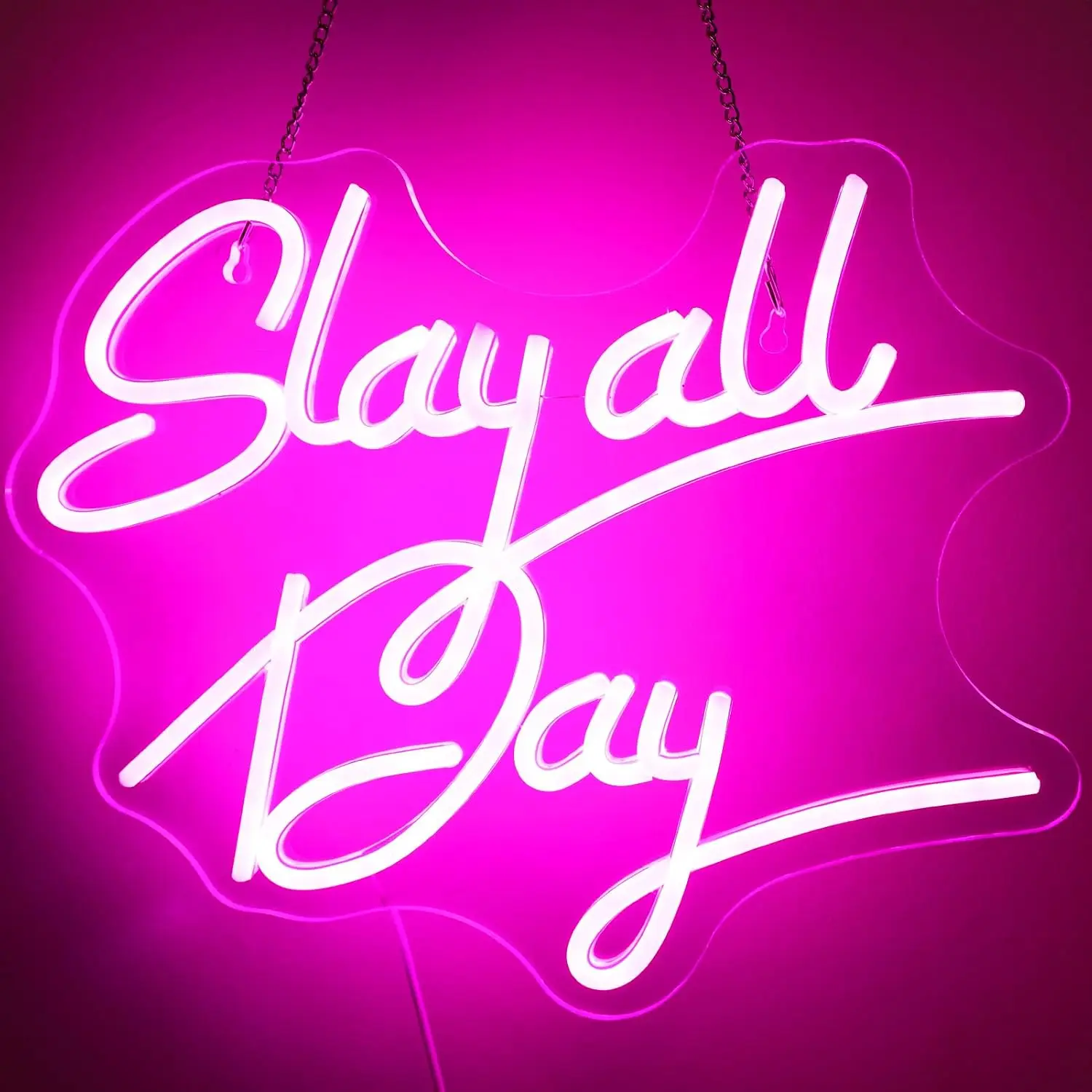 Enseigne néon LED Slay All Day, Lampe néon USB, Décoration rose pour chambre, salon, studio de beauté, bar, influenceur, cadeau d'anniversaire, de Noël