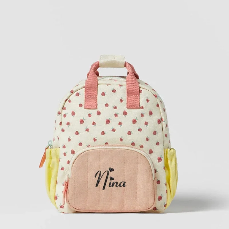Embroidery Name Strawbreey Girls School Backpack Schoolbag Laptop Bookbag Insulated Lunch Tote Bag Purse Teens Boys Kids