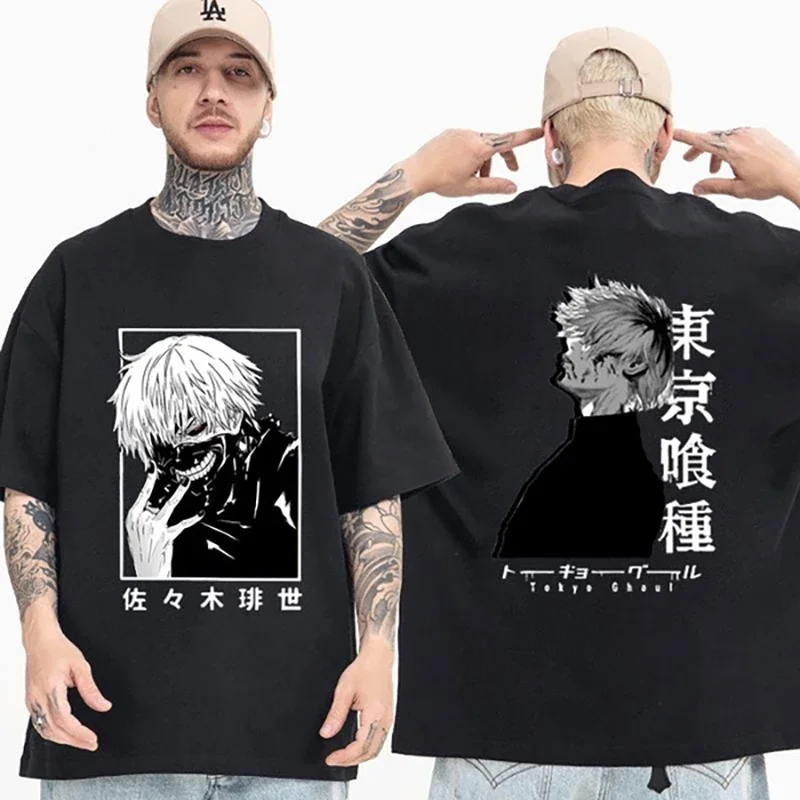 Nuova maglietta Kaneki Ken maglietta stampata Anime moda donna uomo estate Casual girocollo T-Shirt manica corta allentata