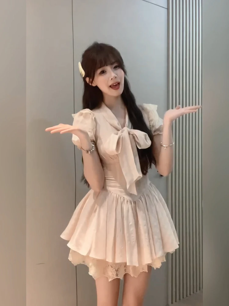 

SYJ ujia Sweet First Love Puffy ort Skirt Waist Cinched A-Line Dr for Plump Women Commute Sle High Waist ort Dr