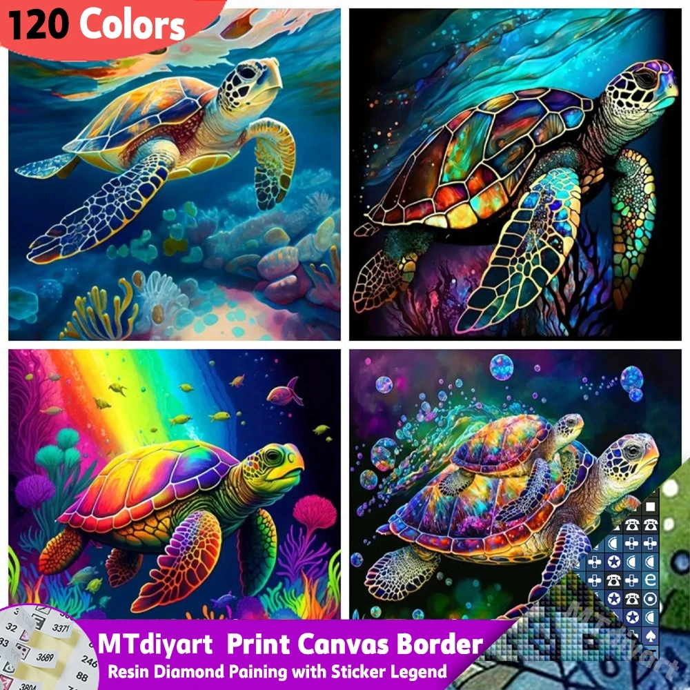 Turtle Fantasy Resin Diamond Painting Animal Full Drill Mosaic New Collection Set Art Wall Decor 120 Colors Sticker Legend Gift