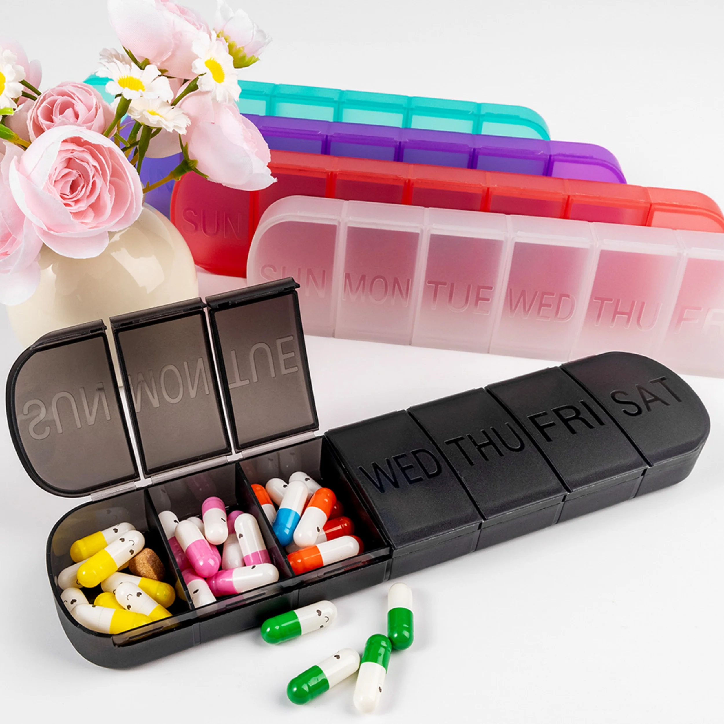 7 Days Weekly Pillbox Mini Portable Pills Case Drug Dispense Tablet Medicine Storage Container Travel Capsule Box Organizer