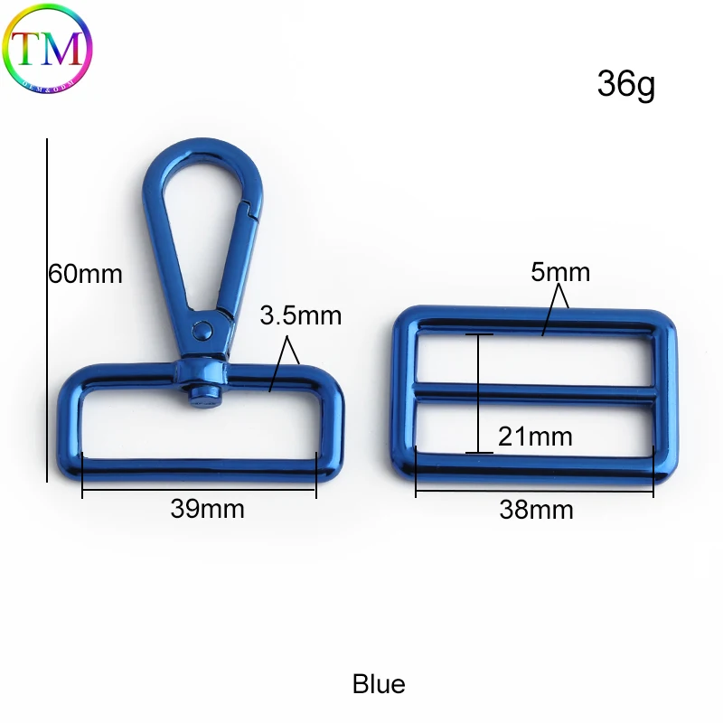 High Level Blue Metal O Ring,Pin Buckles,Snap Hooks For Handbag Purse Bag Trigger Clasp Leather Craft Bag Hardware Accessories