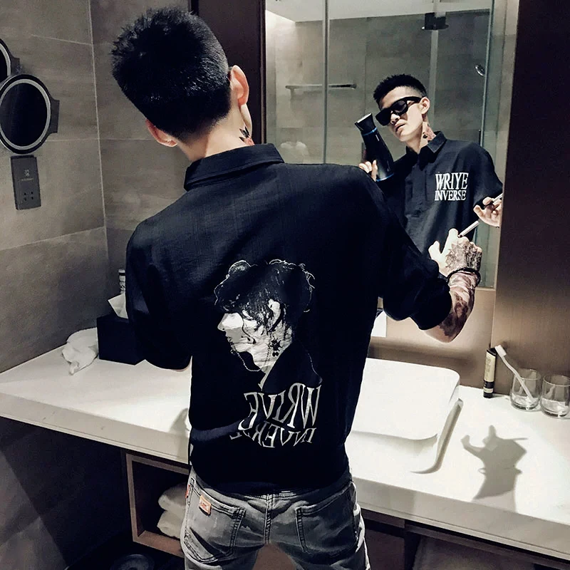 

Casual ort Sve irt for Men Trendy And Haome Social Person Sle Printed Loose Fit Summer irt Youth Faion Thin M...