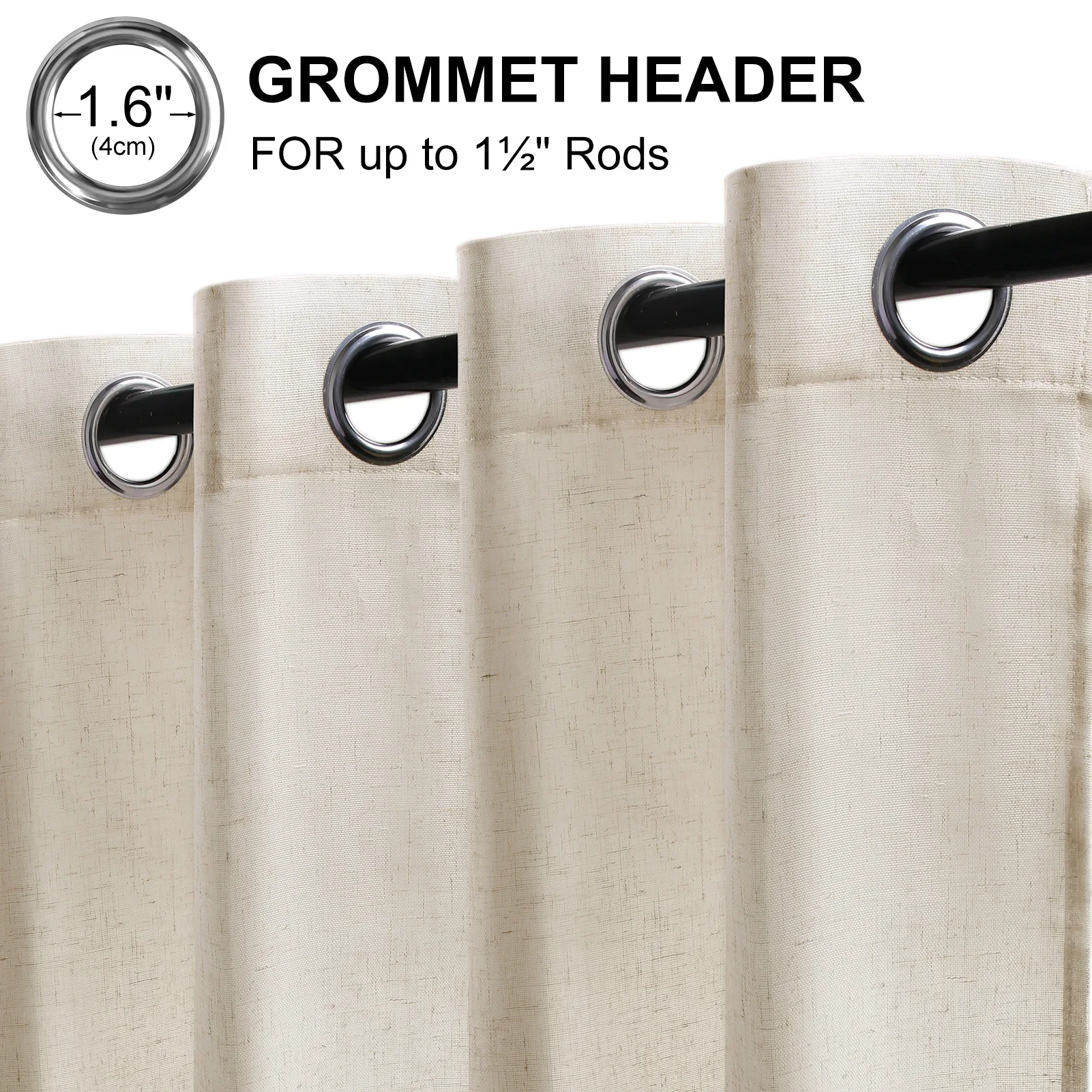 ستائر شفافة بيج من الفوال، لوح - مراجعة Linen Curtain Eyelet وسعره