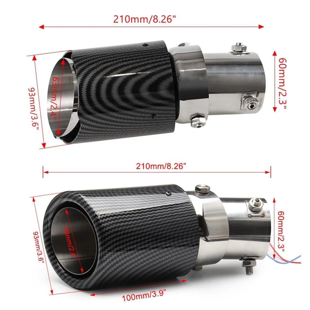 Universal Car LED Exhaust Muffler Tip Pipe Straight Car Red/Blue Light Flaming Modified Single Outlet Exhaust Pipe Tail Throat