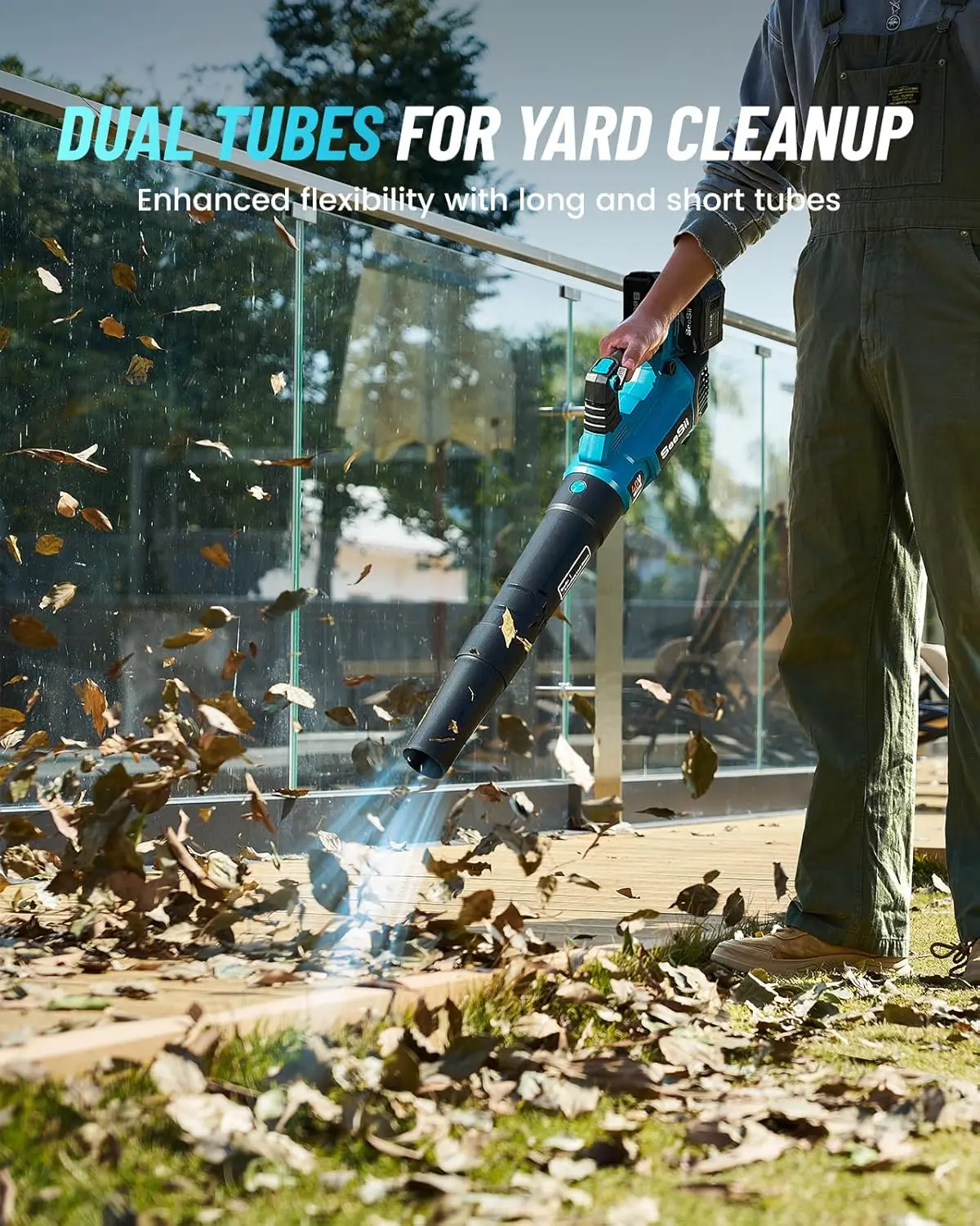 SEESII 40 فولت منفاخ أوراق الشجر الكهربائية اللاسلكي 680CFM/210MPH فرش السيارات 2*5200 مللي أمبير بطارية متغيرة السرعة التحكم وزر توربو #5