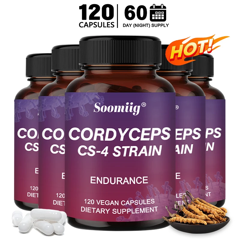 Cordyceps CS-4 Strain 750 Mg - Natural Energy Supplement, Athletic Endurance, 120 Vegetarian Capsules