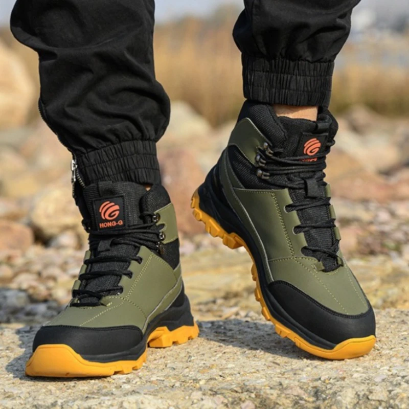 

Водонепроницаемые защитные ботинки, мужские рабочие ботинки со стальным носком, противоударная, устойчивая к ударам, неразрушимая защитная обувь, удобные мужские ботинки