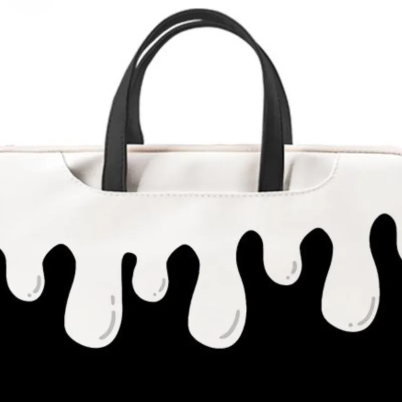 กระเป๋าถือหนังสีนมแบบมีบล็อกสี กระเป๋าหนังลำลองใส่แล็ปท็อป ขนาด 13.3 14 14.6 15.6 16 นิ้ว กระเป๋าเอกสารสำหรับเดินทางธุรกิจ กันน้ำ