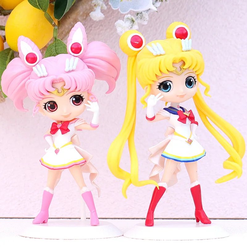 Cartoon Anime Sailor Moon Tsukino Actionfigur mit Flügeln Spielzeugpuppe Schreibtischdekoration Sammlermodell Geschenk für Mädchen