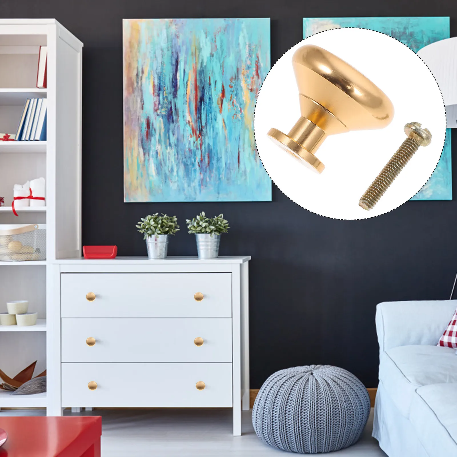 

10Pcs Single Hole Round Golden Cabinet Handles Durable Solid Pull Knobs for Wardrobe Drawer Dresser Round Single Hole Handle