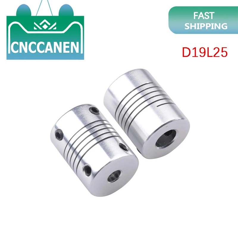 Acoplamiento Flexible de aluminio D19L25, acoplador de Motor paso a paso CNC, máquina de grabado, 3mm, 4mm, 5mm, 6,35mm, 8mm, 10mm