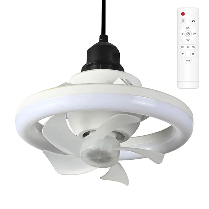 

E27 Ceiling Fan Bulb With LED Light And Remote Control Chandelier RGB Color Dimmable Ventillator Lamp Home Decoration