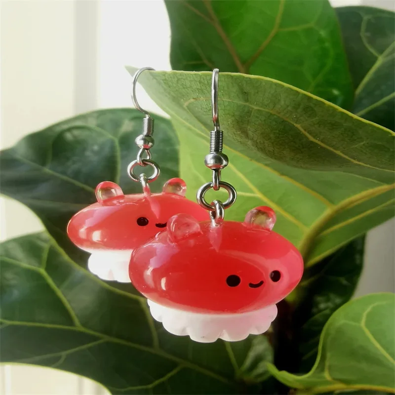 Cute Red Octopus Squid Kraken Earrings Sea Beach Party Jewelry Creative Resin Earring Kawaii Birthday Gifts