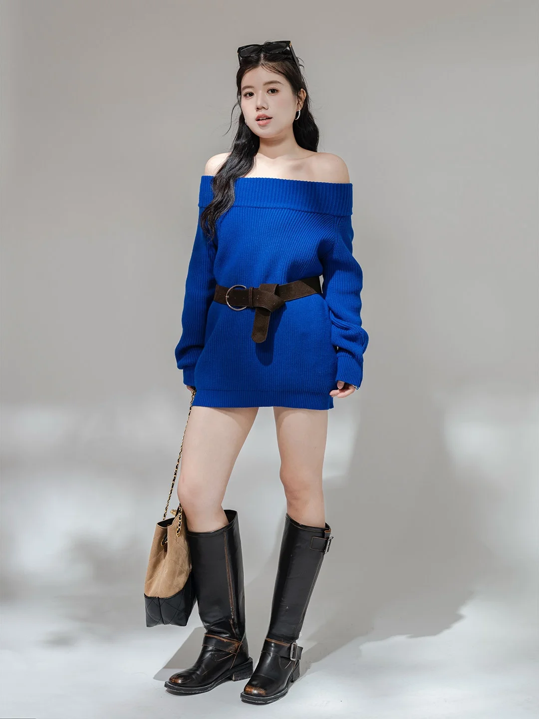 

Mimoz Micahne plus Size Sweater One oulder Casual Ele Slimming Spring Faion Women's Long Sve ort Length Color