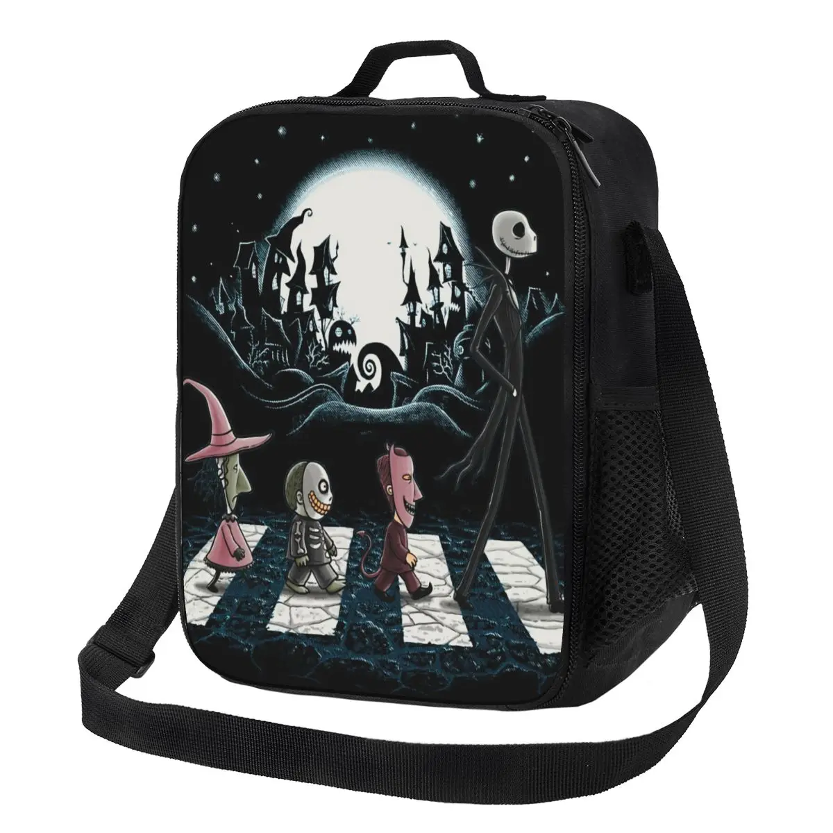 Custom Horror Nightmare Christmas Jack Skellington Insulated Lunch Bag for Women Cooler Thermal Bento Box Kids School Children