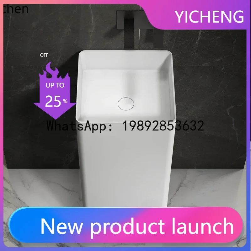 

LYY villa garden artificial stone column basin square mini simple bathroom independent washbasin integrated floor type