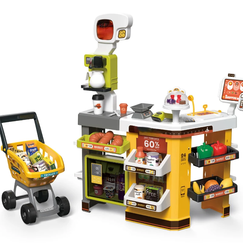 Children's Simulated Supermarket Shopping Cart and Home Shopping Counter