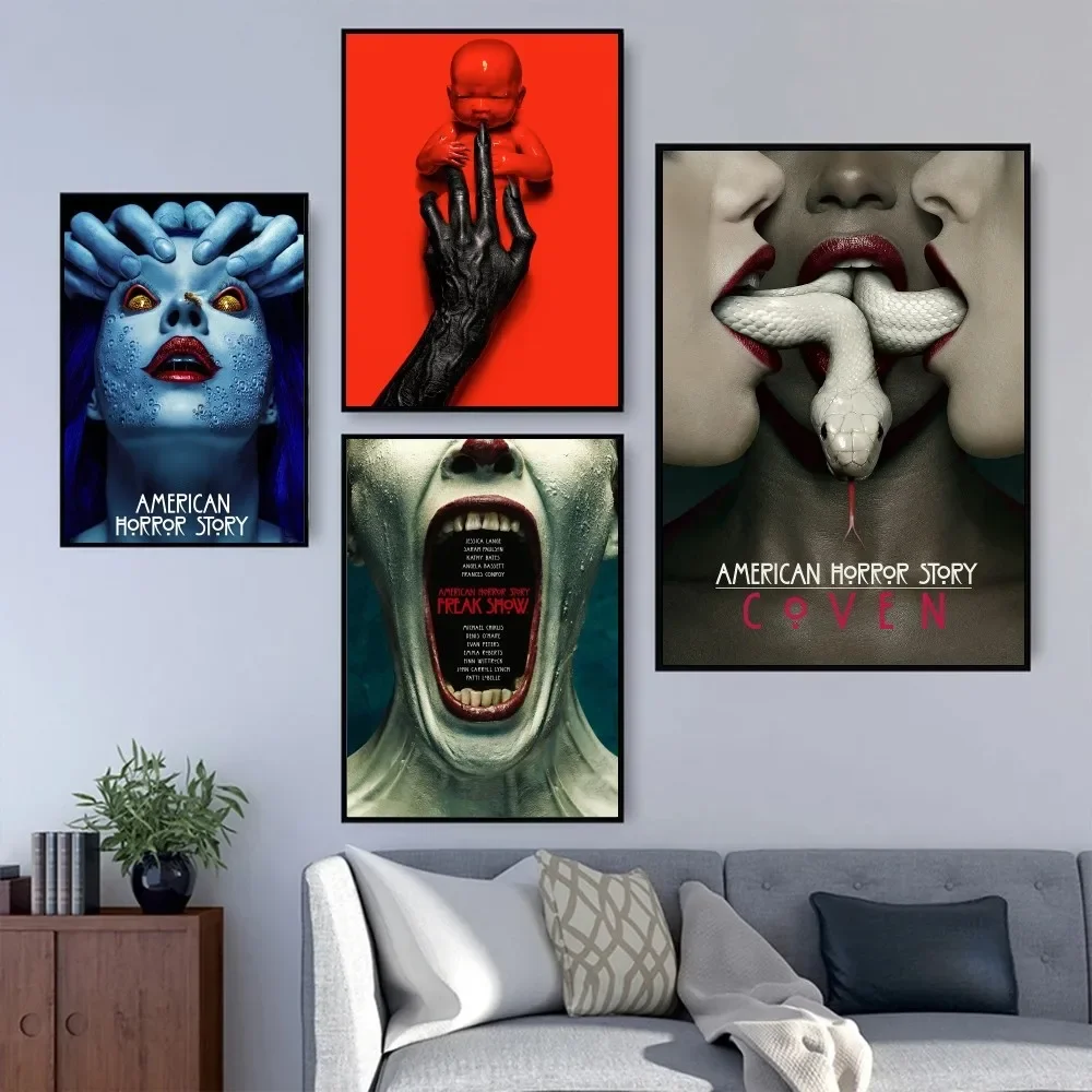 American H-Horror Story Movie AH-S Poster Prints Wall Painting Bedroom Living Room Wall Bar Restaurant Sticker Large