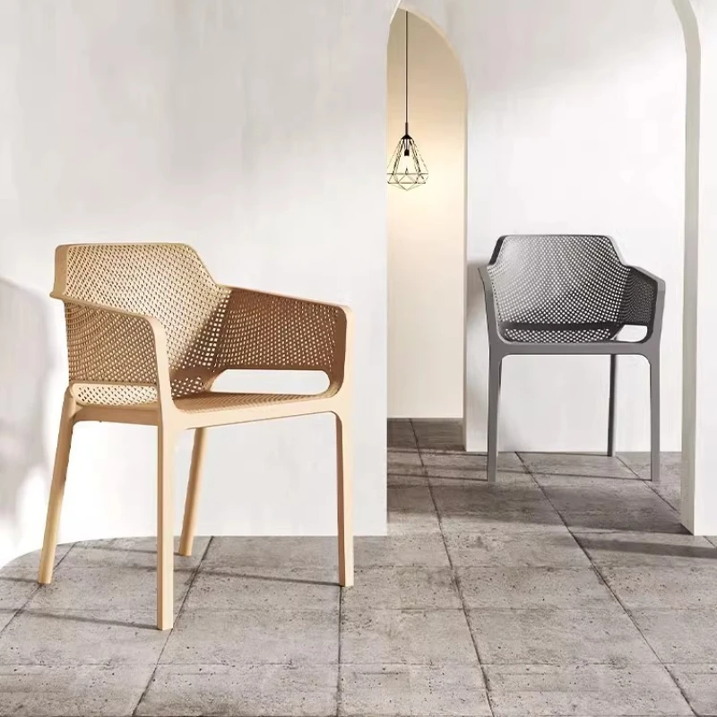Chair Plastic Chair Household Armrest Dining Table and Chair Breathable Outdoor Negotiation Chair Patio Table and Chair Backrest
