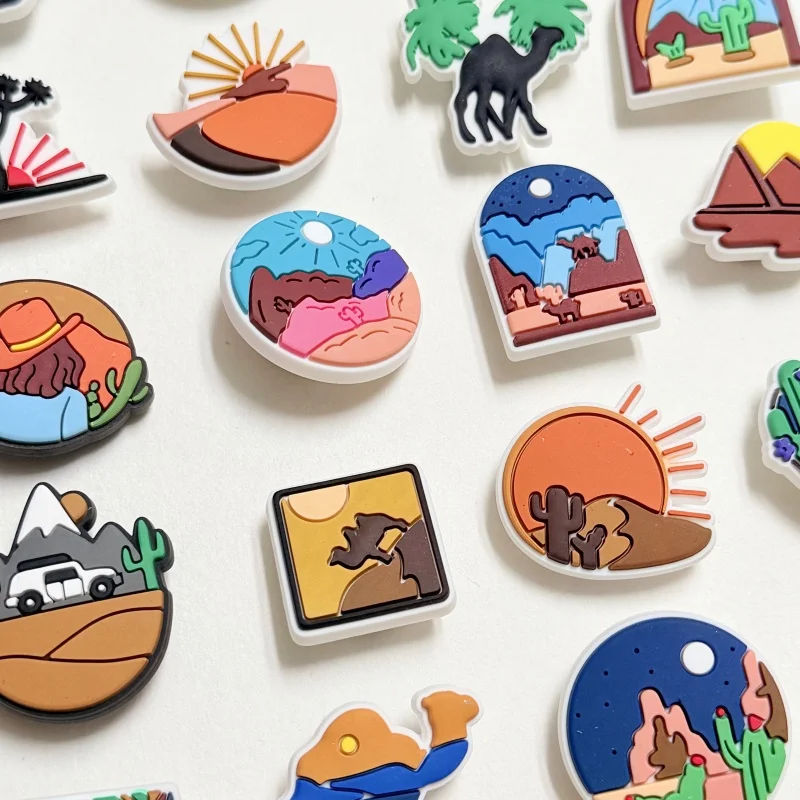 1-20Pcs Desert Landscape PVC Shoes Buckle Charms Camel Cactus Slipper Accessories DIY Adult Holiday Gifts