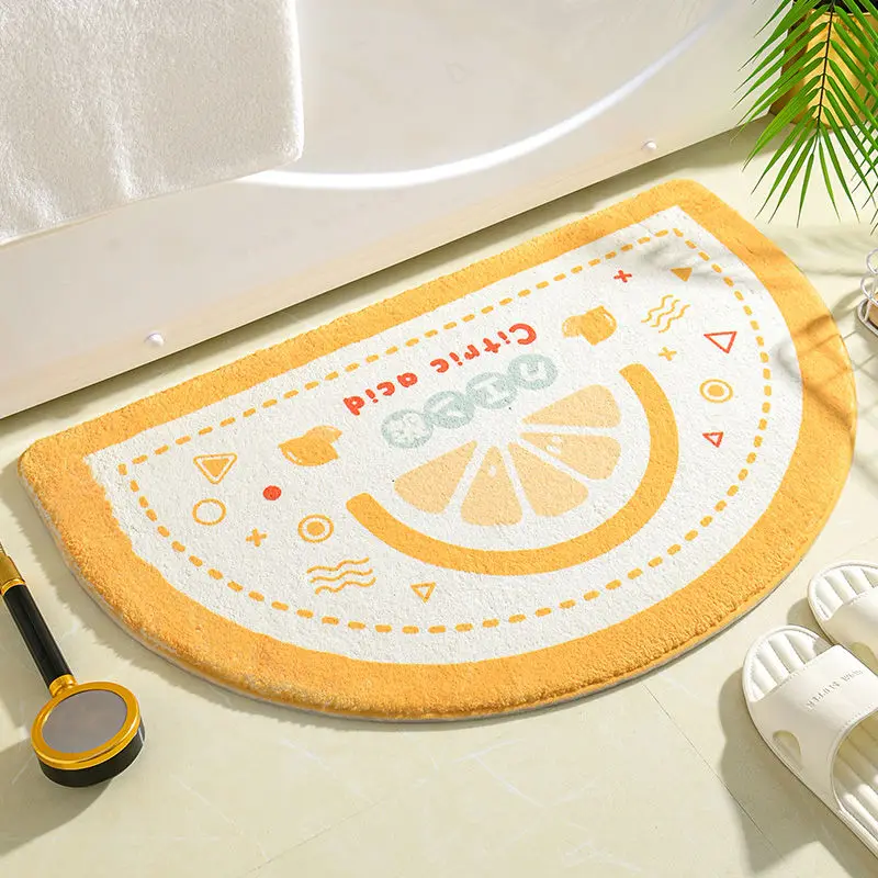 VIKAMA Foyer-Badezimmerteppich mit frischem Eingangsbereich und halbrundem, lustigem Design, wasserabsorbierende und schnell trocknende Heimdekoration