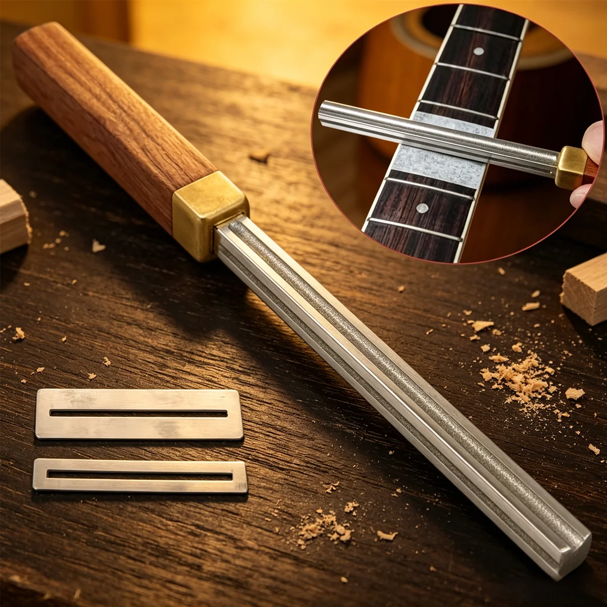 Miwayer Professional Luthier Diamond Fret File Set, Multi-width 4 Edge File & 2Pcs Fingerboard Guard for Guitar Repair
