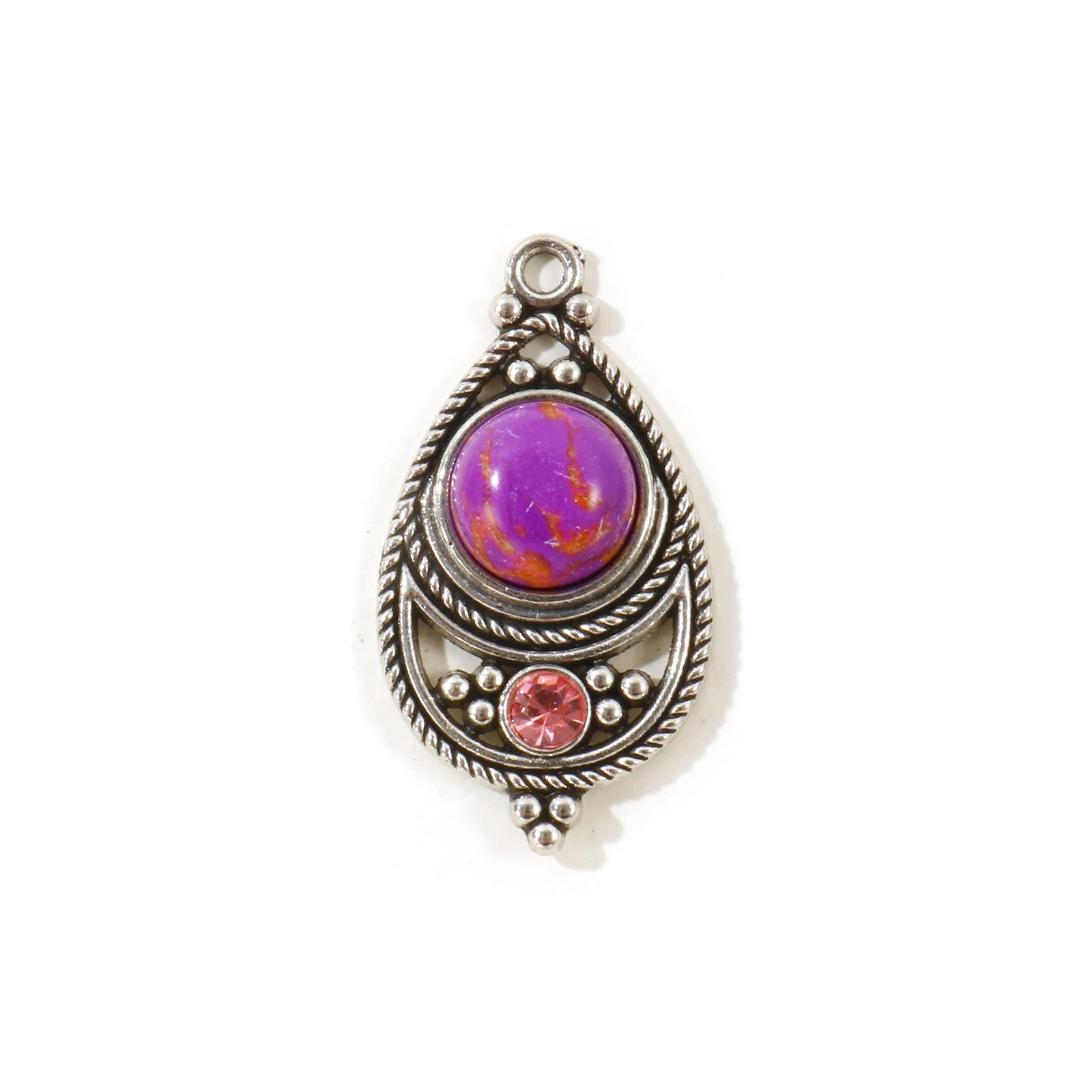 5 Stück Bohemia Anhänger Mehrfarbige Tropfen-Strass Zinklegierung Charms für Frauen DIY Halskette Ohrringe Schmuckzubehör 3,4cm x 1,8cm – Detail 9