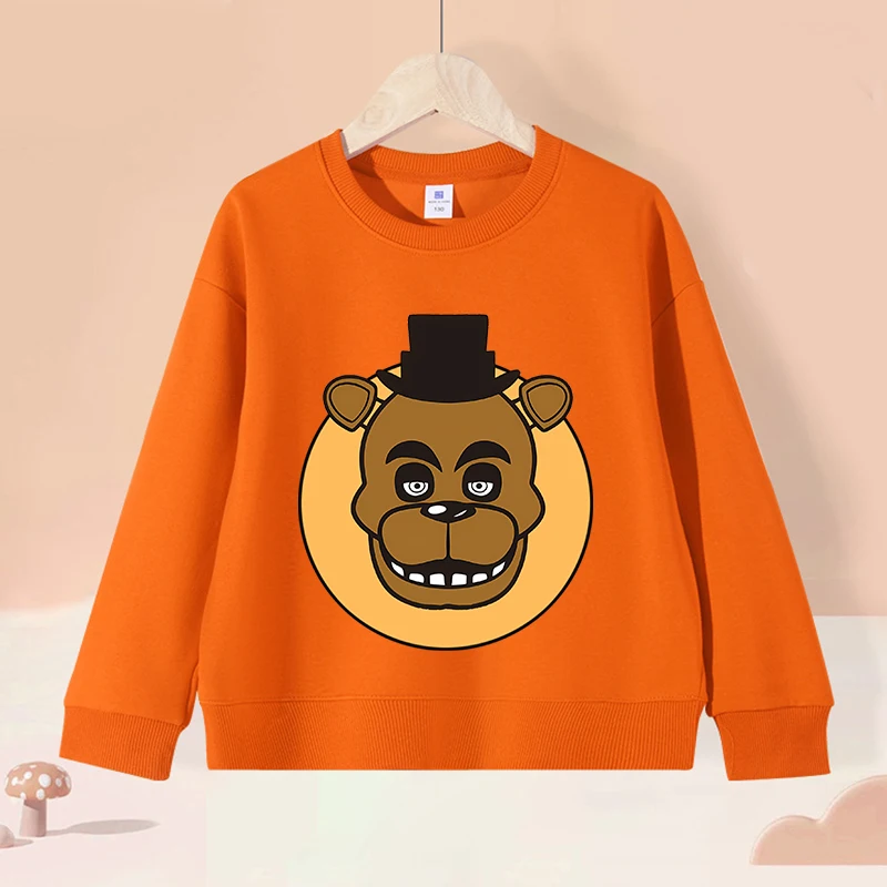 

Детский свитшот Five Night's At Freddy, весенне-осенний тонкий пуловер с круглым вырезом, спортивная одежда в стиле аниме для мальчиков и девочек, повседневный детский спортивный костюм