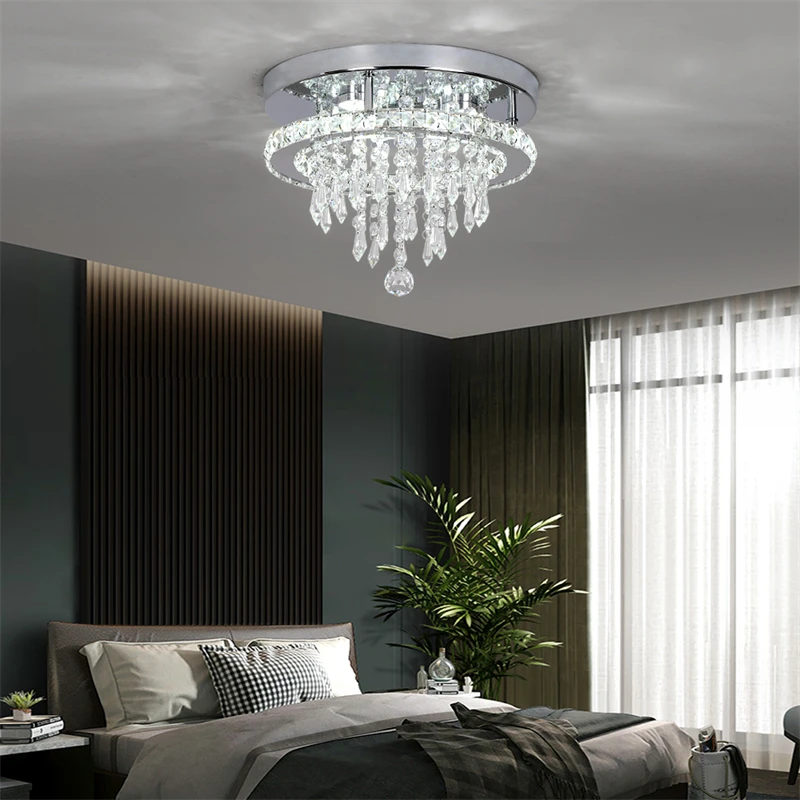 Modern Crystal LED Ceiling Light Plafon Stainless steel Ceiling Lamp Lighting Fixture for Dining Room Luminaria Lustres