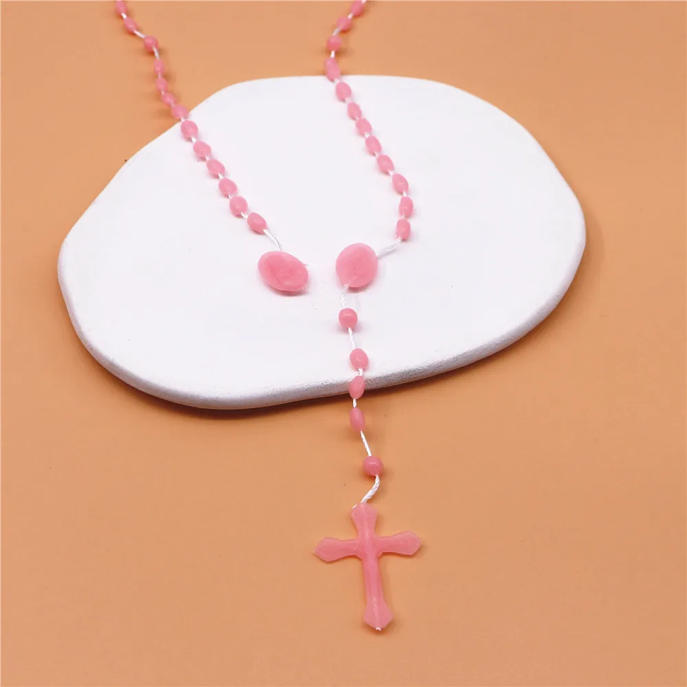 12pcs Fashion Catholic Religious Prayer Plastic Beads(7*5mm) Chain Rosary Necklaces view 4