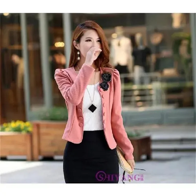 Blazer Women Long Sleeve Suit Jackets Femme Solid Black Cardigan Coat Slim Fit Business Office Lady Coat Female Work Short Top