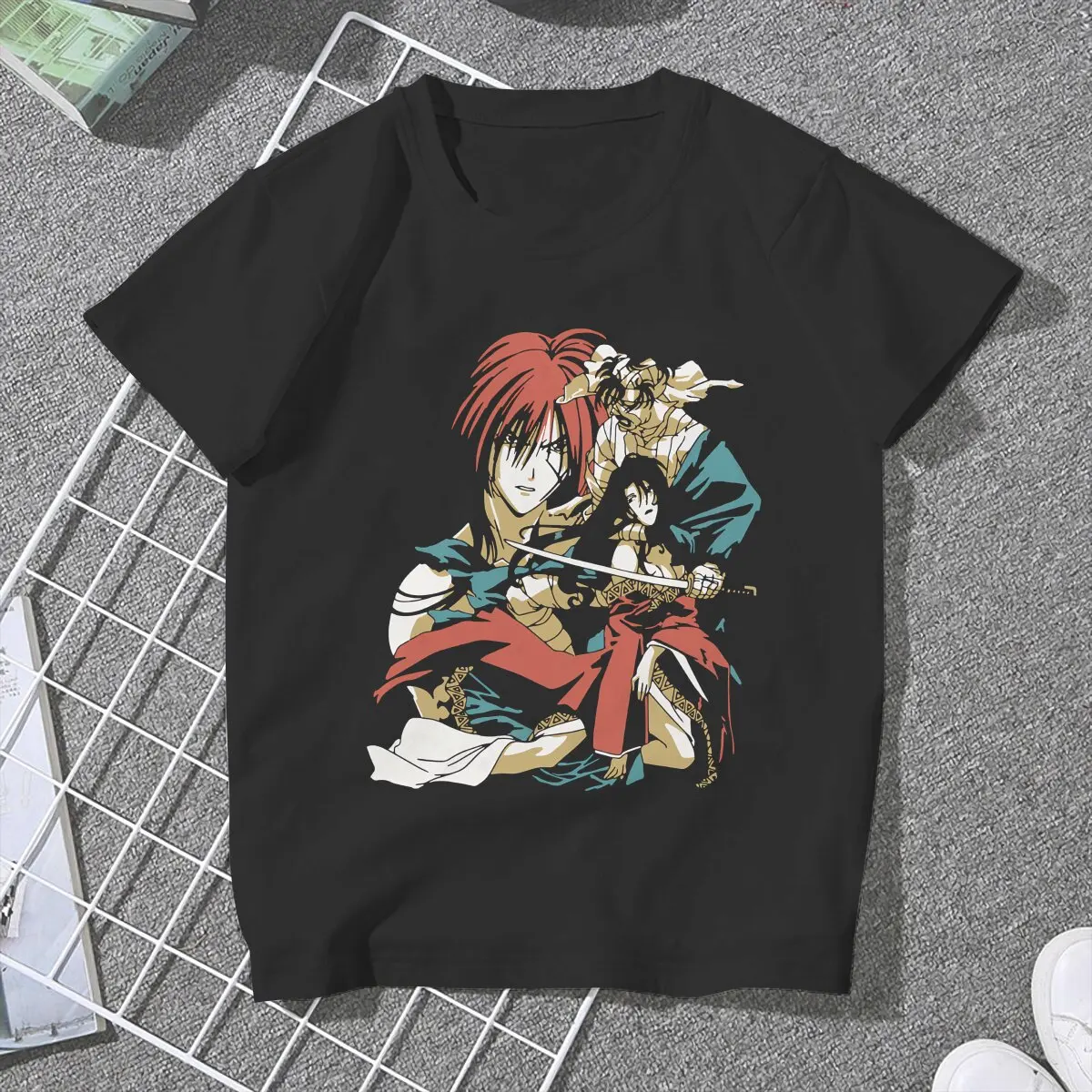 Retro Vintage Classic Feminine Clothes Rurouni Kenshin Manga T-shirt Kawaii Vintage Female Clothing