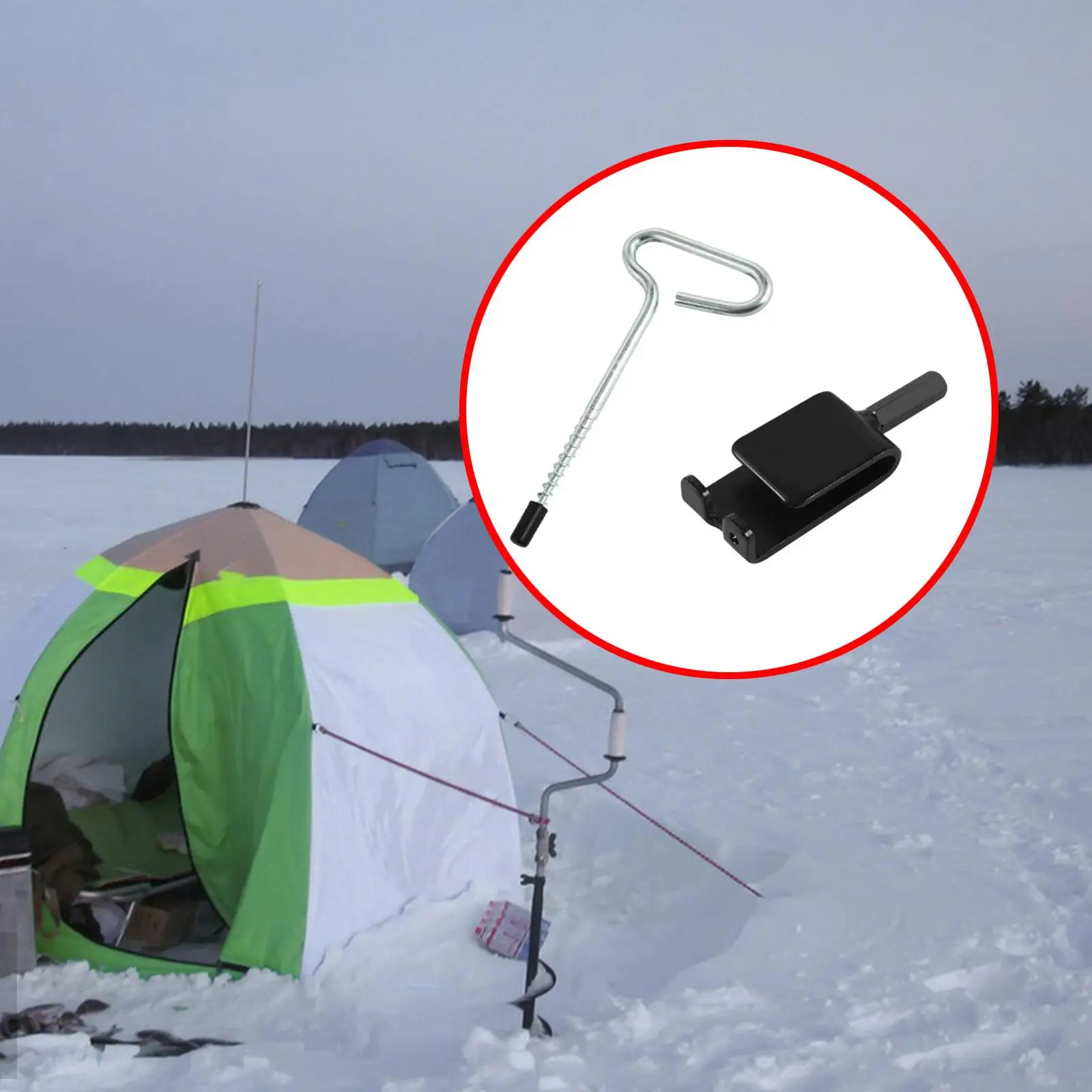 Ice Anchor Drill Adapter Ice Anchor Tool Tent Nails Pegs for Setting up Ice Fishing Shelter Tent Portable for Ice Tent Stakes