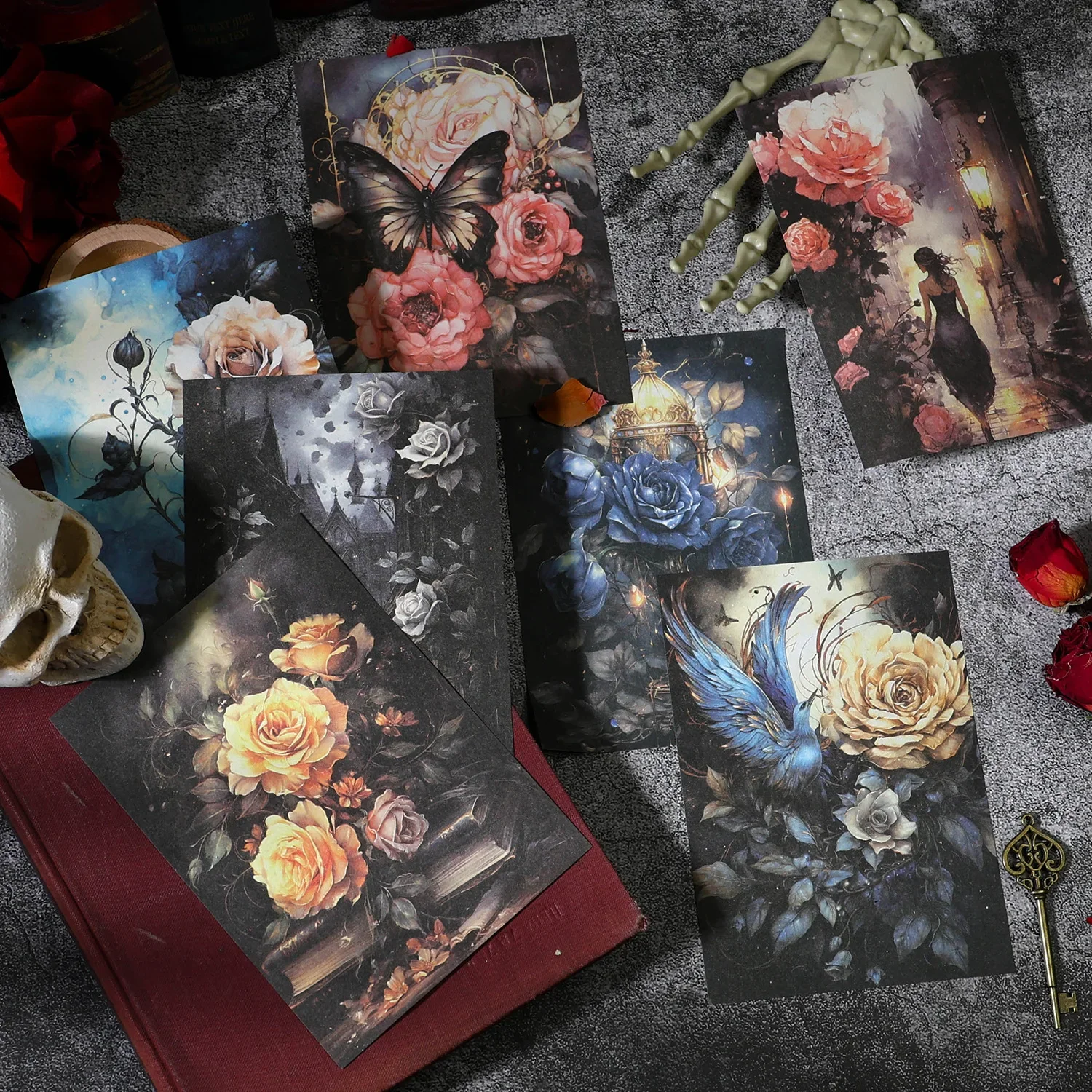 20 Pieces Gothic Fantasy Series Creative Retro Dark Ledger Material Writing Paper Scrapbooking Label Craft Card Making Supplies