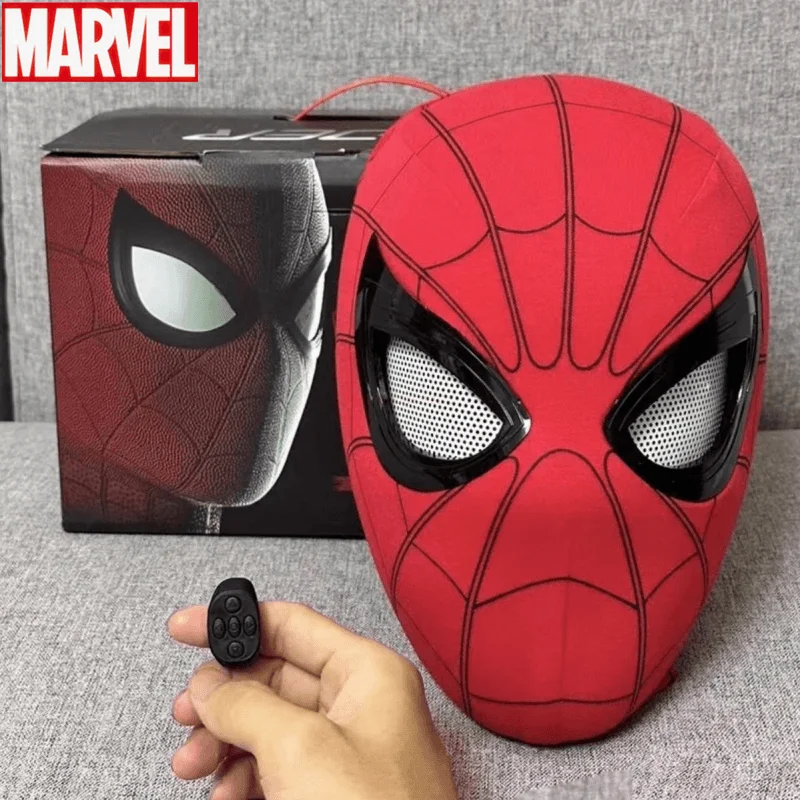 

Hot Spiderman Electronic Mask Moving Eyes Spider Man Cosplay 1:1 Remote Control Elastic Headgear Model Toys Adult Birthday Toys