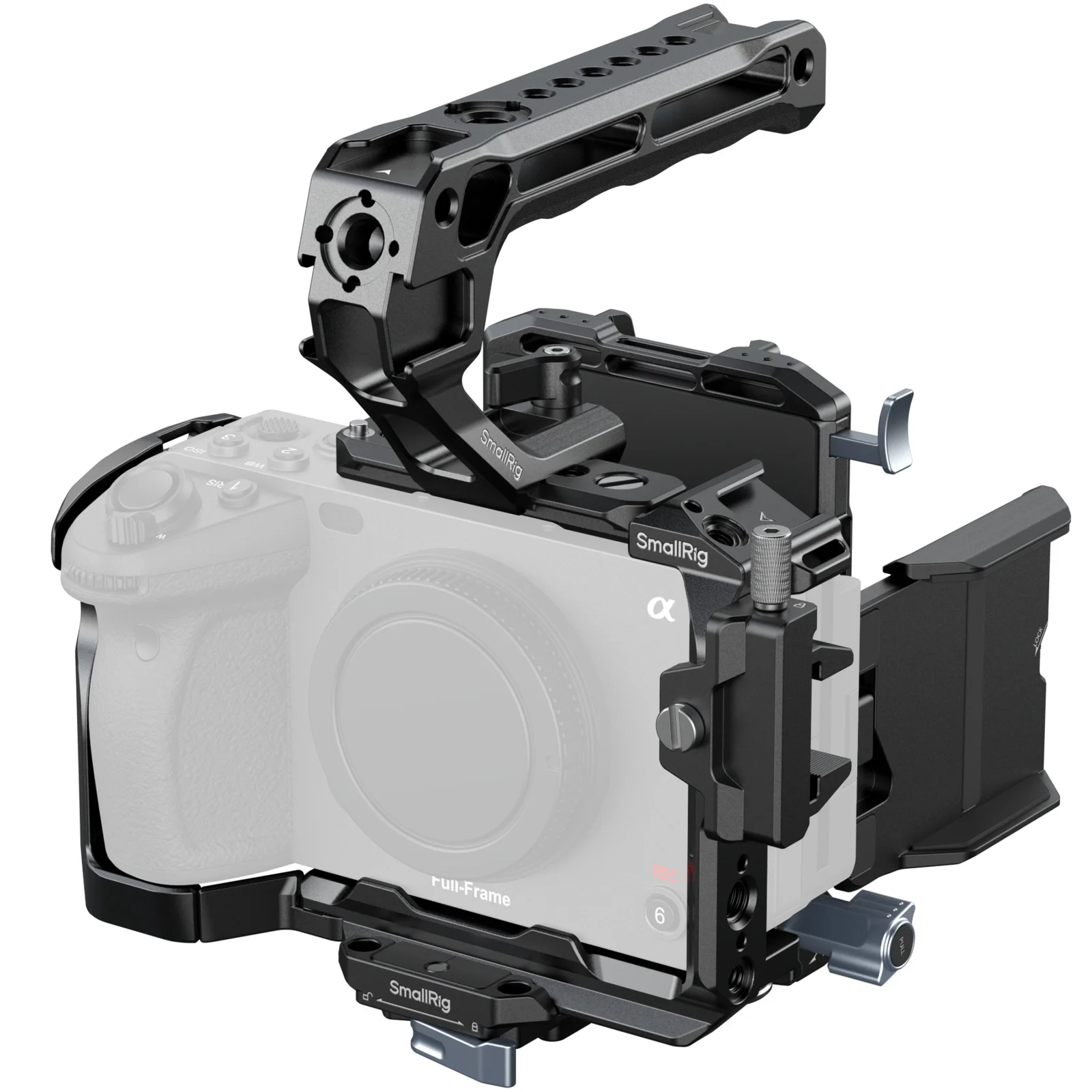 SmallRig FX3 / FX30 Camera Cage Kit voor Sony FX3 / FX30 met Top Handle V-mount Batterijhouderplaat NATO Rail Schermbeschermer