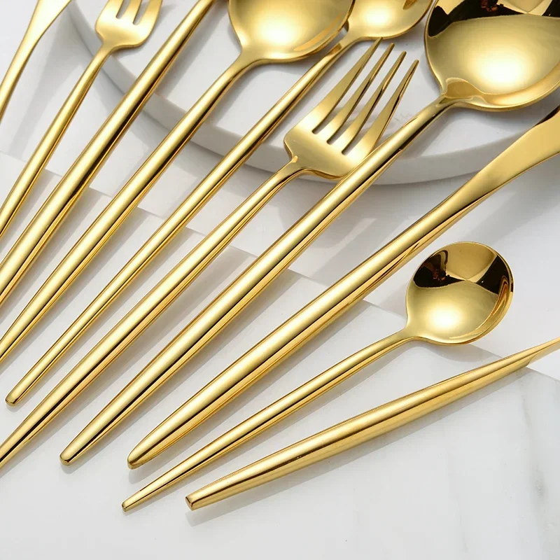 Long Handle Spoon 304 Food Grade Stainless Steel Ice Cream Tea Coffee Salt Juice Golden Silver Spoons Kitchen Accessories Tools