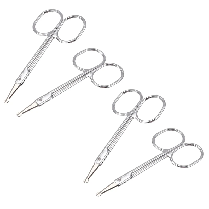 Round Tip Eyebrow Nose Hair Trimming Trimmer Scissors 4 Pcs