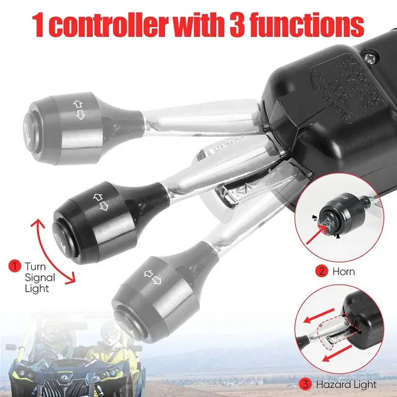 AEA7-ATV UTV Turn Signal Kit, Universal Street Legal Kit With Horn/Hazard/Blinker/Column Turn Switch & Relay Fuse