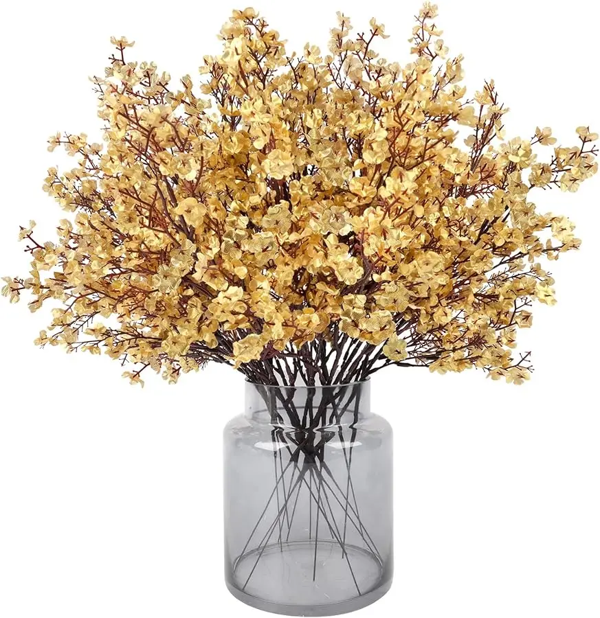 

Babys Breath Artificial Flowers, 16 Bundles Gold Real Touch Fake Flowers Silk Flowers for Vase Home Office Wedding Spring Indoor